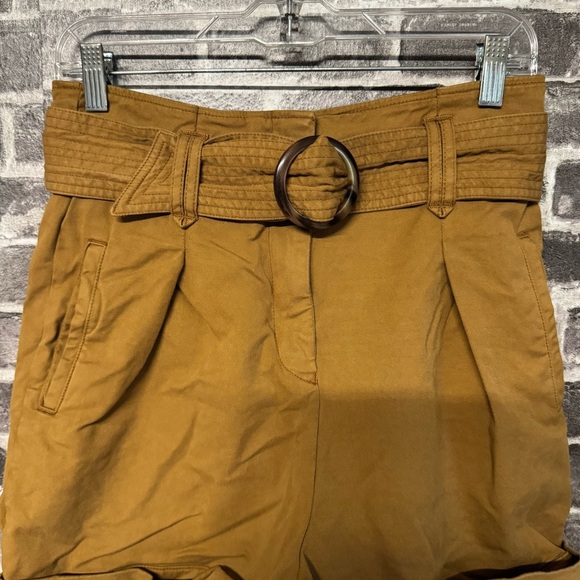 Sezane ROME NEW SHORTS Caramel brown paperbag belted waist - Picture 3 of 12